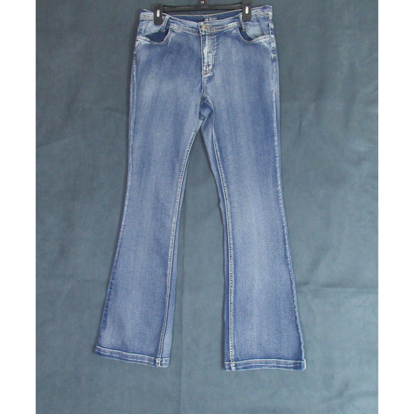 Venus Jeans Womens Size 12 L Blue Bootcut Denim Stretch Dark Wash Mid Rise Moto - Picture 1 of 9